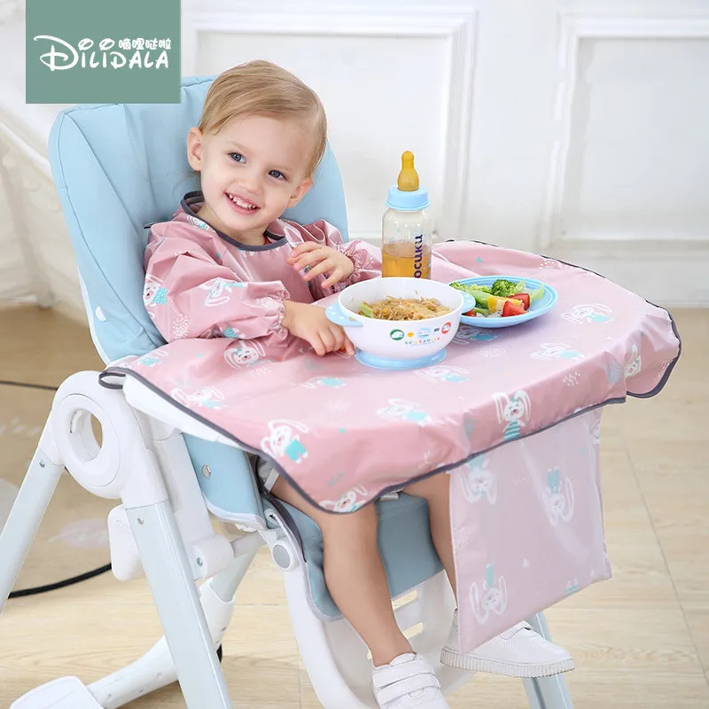 Baby Feeding Bibs Waterproof Toddler Autonomously Eat Bibs Cover For High Chair Long Sleeve Bib Coverall Easy to Clean baby item