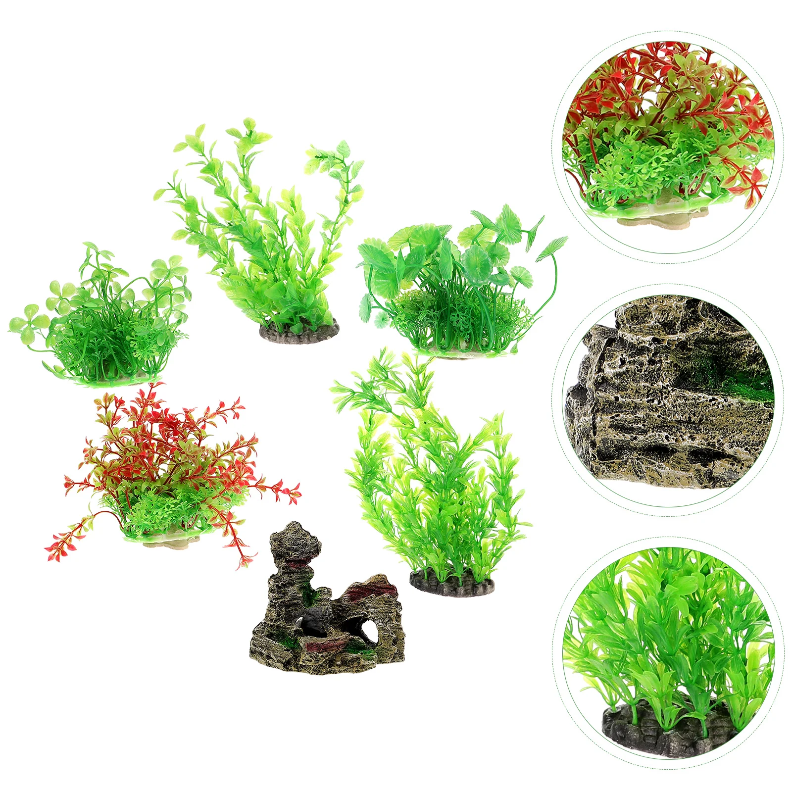 

6pcs Realistic Aquarium Fake Plants Fish Tank Artificial Plant Ornament Durable Plastic Resin Simulation Water Grass For Betta