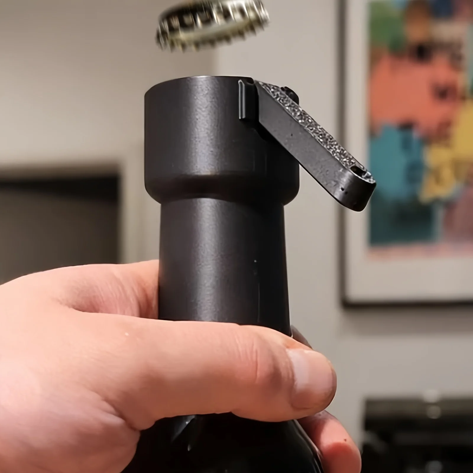 One Handed Push Down Bottle Opener Beer Cap Launcher Ergonomic Wall Mounted Lever Cool Bar Gadget Gift For Men Home Bar