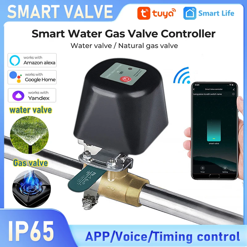 Tuya WiFi Smart Water Gas Valve Controller App التحكم عن بعد للري التلقائي وآمن الغاز يعمل مع Alexa/Google Home