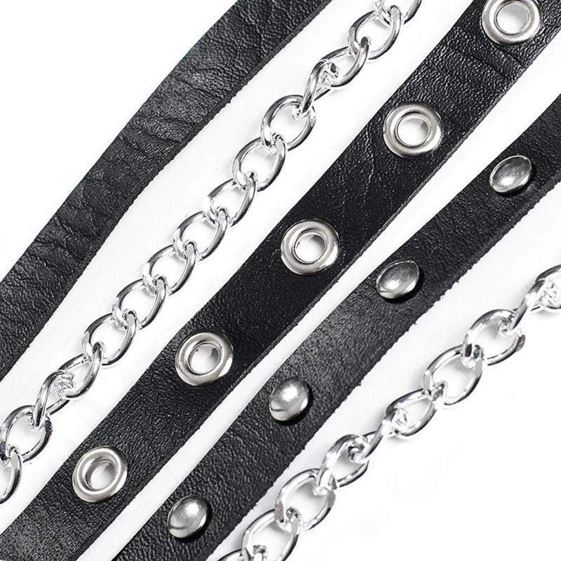 Fashion Women Gothic Punk Waist Belt Chain Metal Circle Ring Design Silver Pin Buckle Leather Black Waistband Jeans Waist Belts