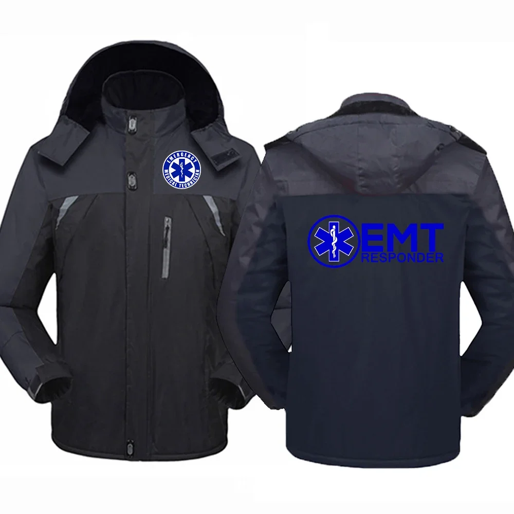 

2024 New EMT Emergency Ambulance Men Zipper Jacket Motorcycle Windbreaker Windproof Thicken Outwear Outdoor Sports Man Overcoat