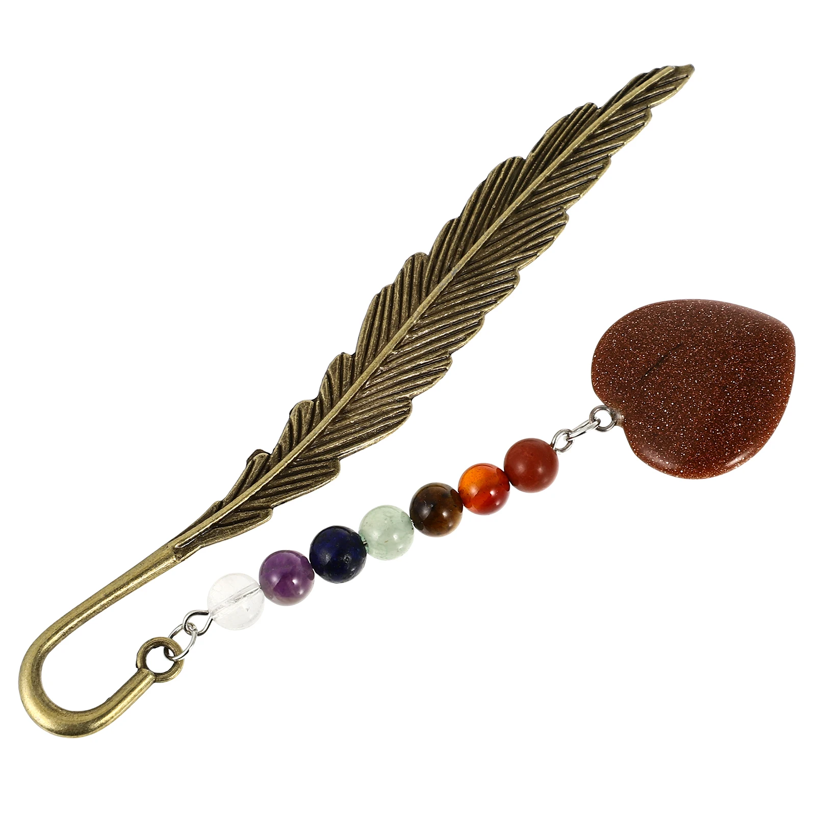 

Metal Natural Stone Bookmark Decorative Plume Shape Lightweight Page Marker Gift for Book Lovers Bookmarks for Women