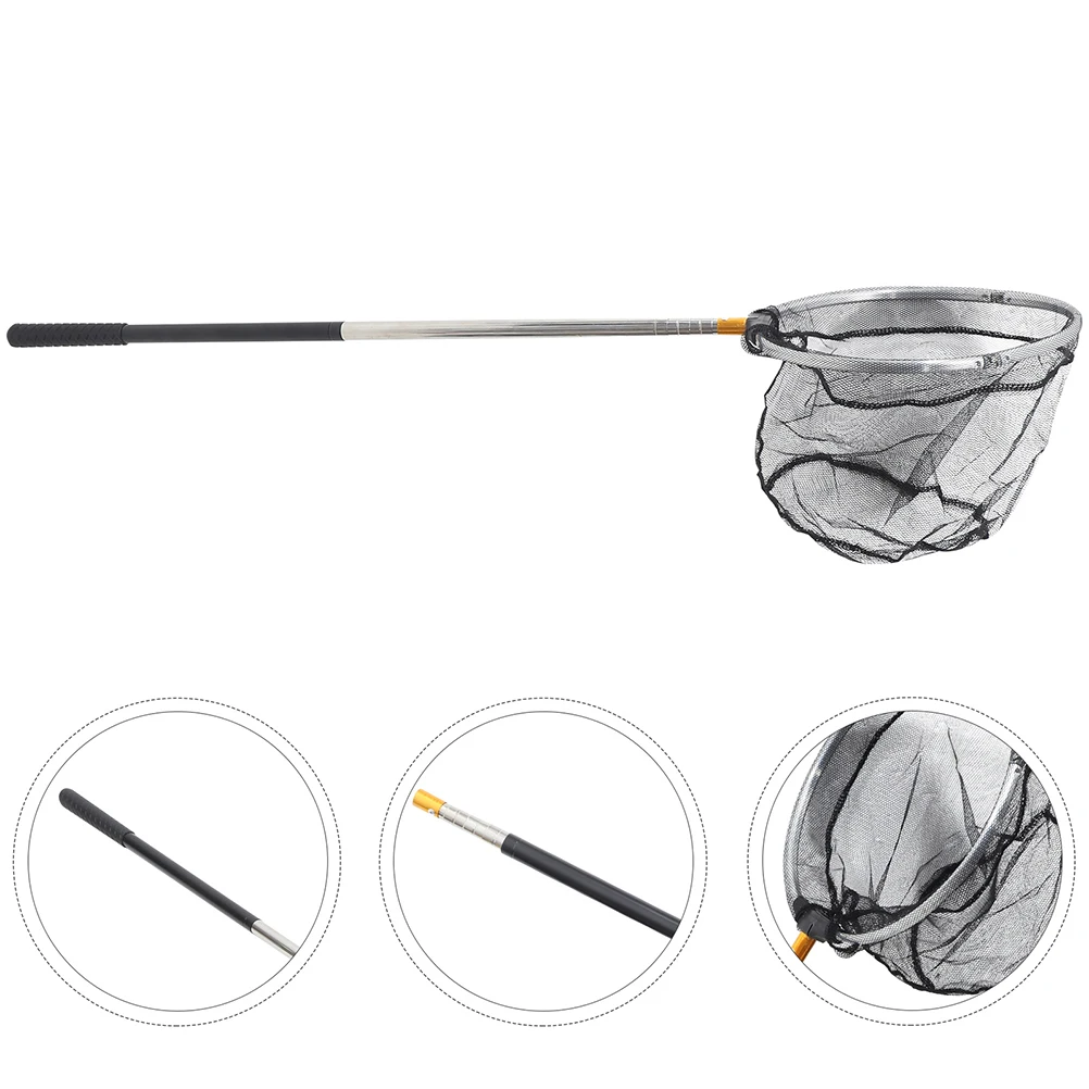 Rede de pesca telescópica, 2 peças, aço inoxidável, carbono, leve, alta resistência, retrátil, design redondo, ferrugem