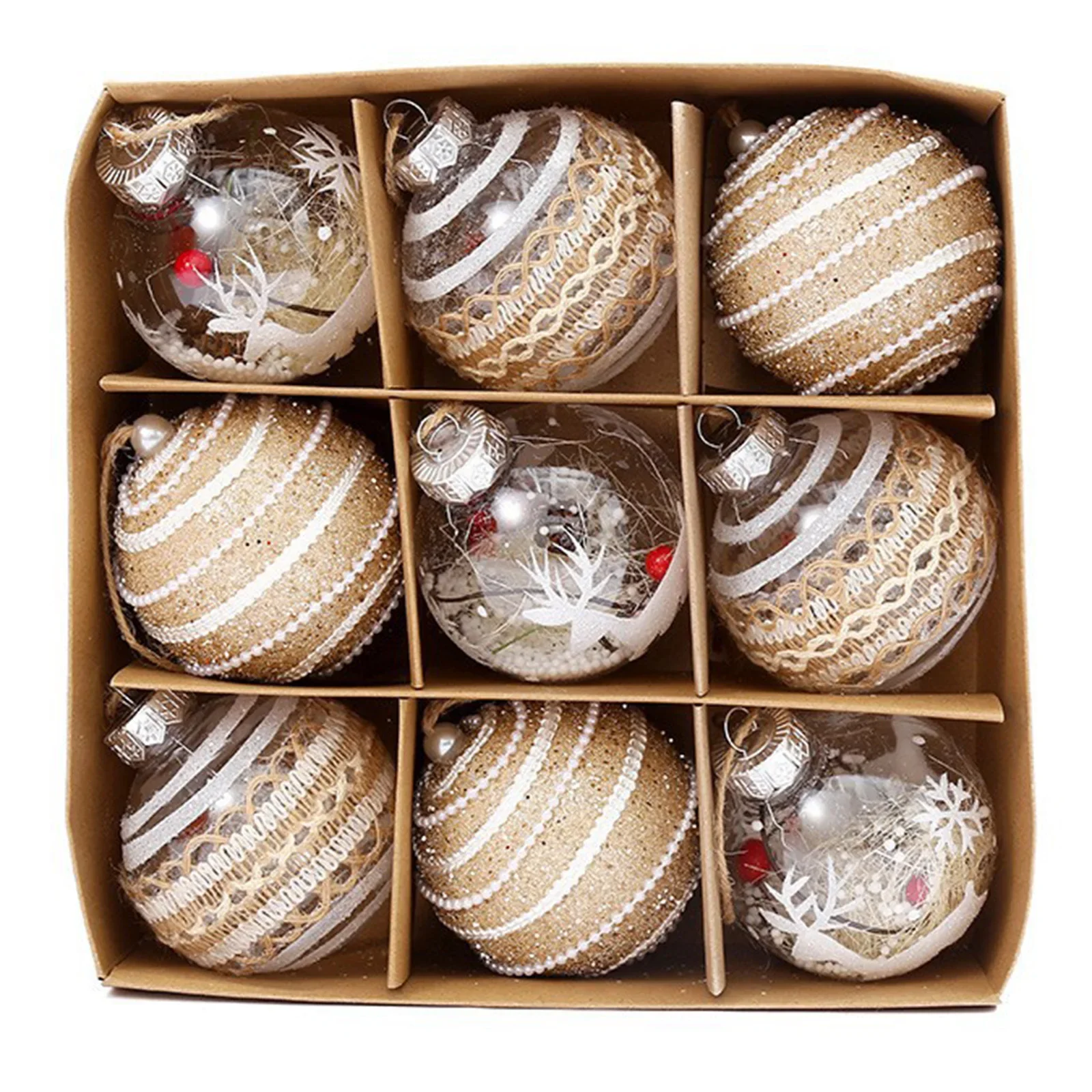 Nuovissime palline di Natale Decor 2024 8CM 9PCS Decorazioni per l'albero di Natale per le vacanze Ornamenti appesi Set per feste