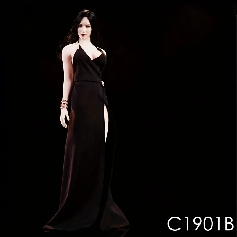 Черное ковровое вечернее платье в масштабе 1/6, длинные юбки, платье принцессы, одежда для 12 дюймов Phicen, экшн-фигурка, хобби