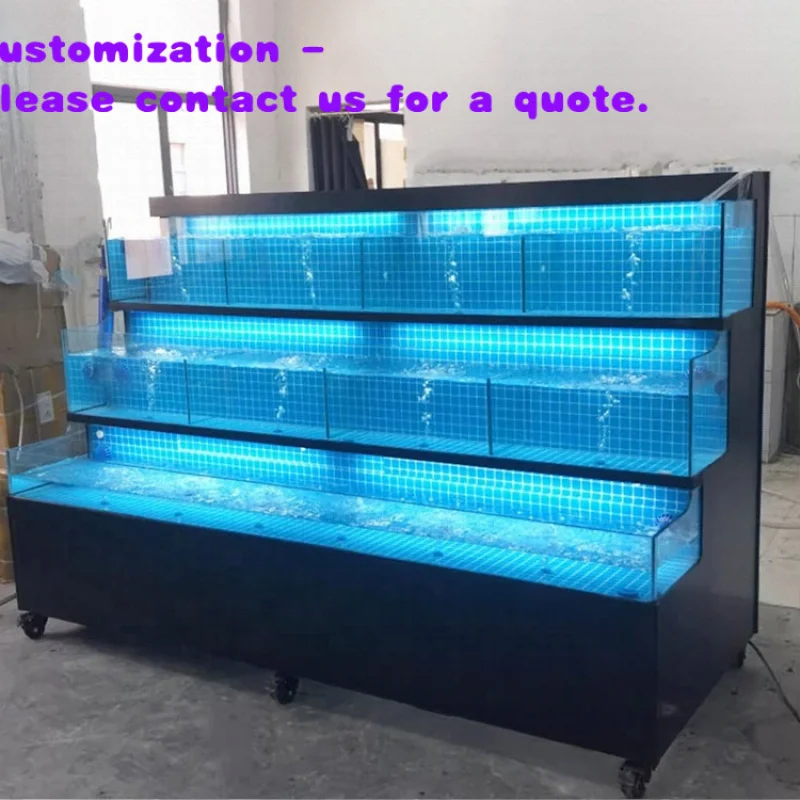 custom.Customizable GlassLive Seafood Display Aquarium Supermarket & Restaurant Durable Glass Material Living Room Spac