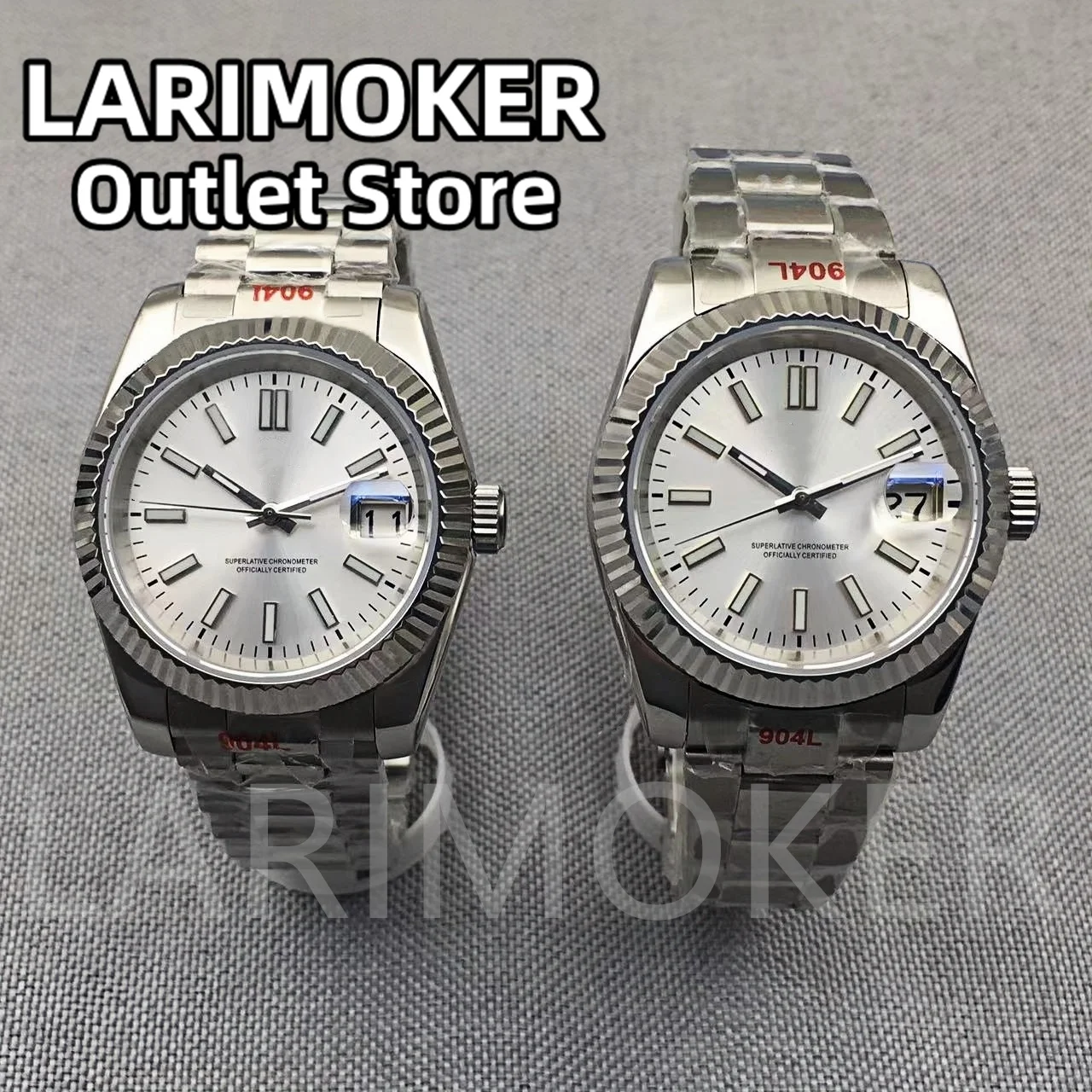 

LARIMOKER 39mm Fluted Bezel Watch For Men NH35 White Dial Sapphire Glass Luminous Hand Screw Crown Watch