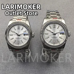 LARIMOKER 39mm Fluted Bezel Watch For Men NH35 White Dial Sapphire Glass Luminous Hand  Screw Crown Watch