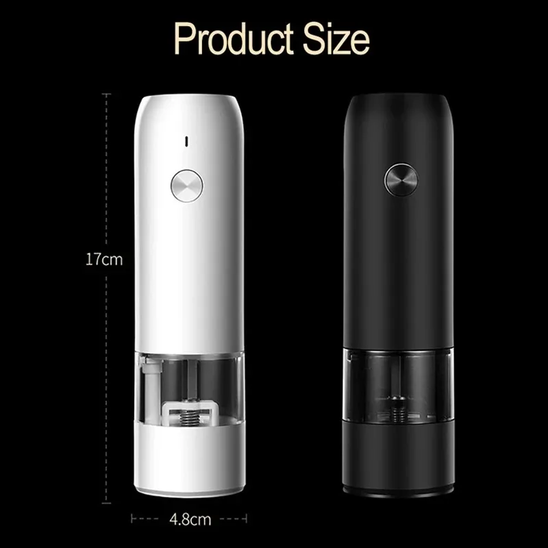 

Electric Automatic Salt and Pepper Grinder Set Rechargeable With USB Gravity Spice Mill Adjustable Spices Grinder Kitchen Tools