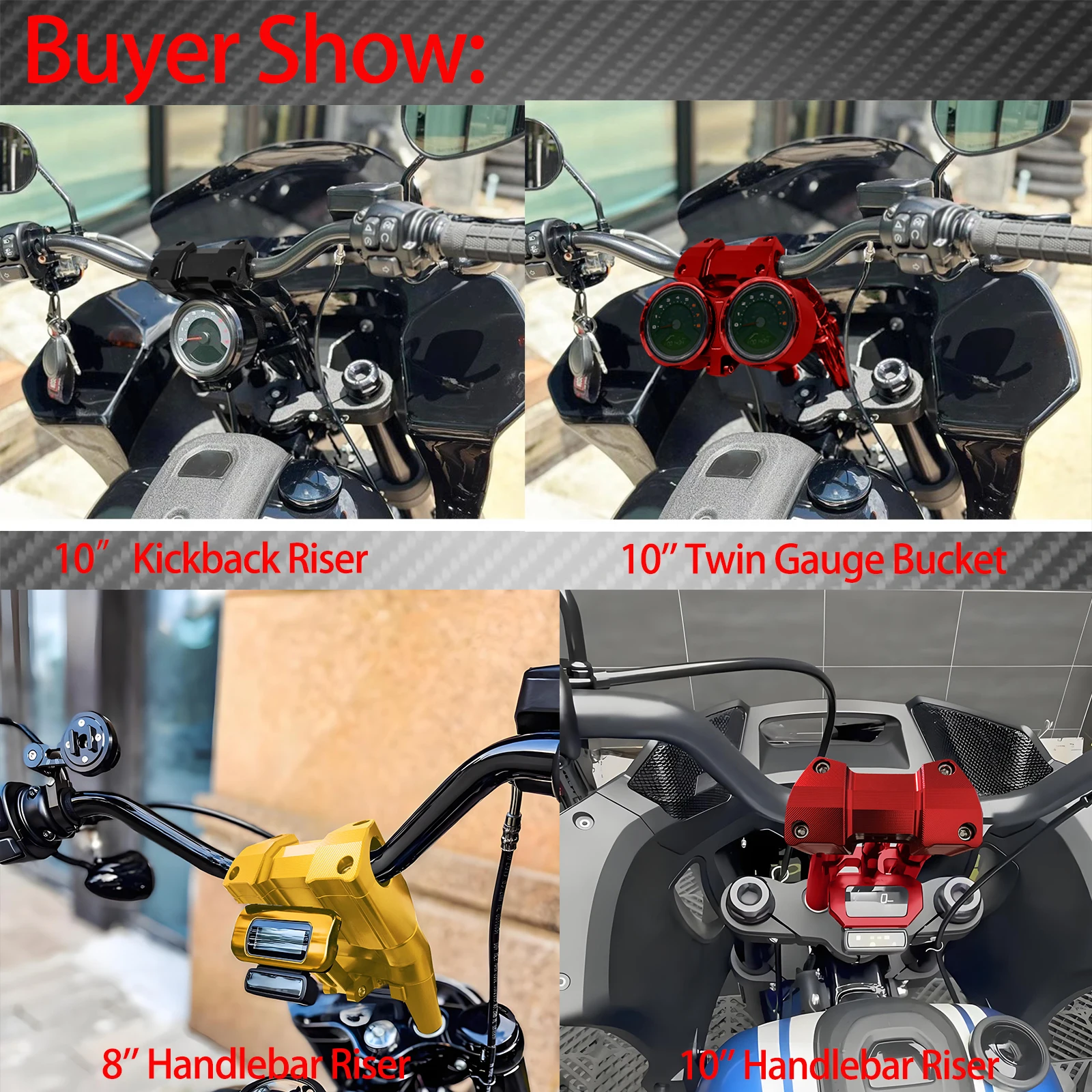 Motorcycle 8'' 10'' Handlebar Risers Instrument Support Bracket Kit For Harley Softail Low Rider 2017-Up Street Bob LXLRS FXBB