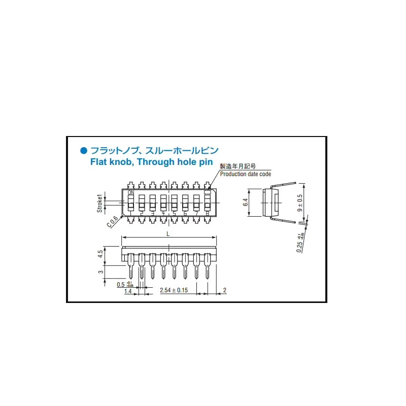 1pcs/lots Imported from Japan CWS-0103MC Dip Switch 1 Position Piano Key Type 1P Flat Flip Flop Straight 2.54mm