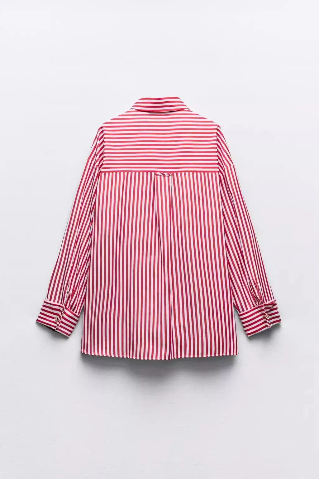 Summer 2024 Loose Striped irt Women's Faion New Roll up Sve  Wind irt Long Sve Button Closure Regular Length