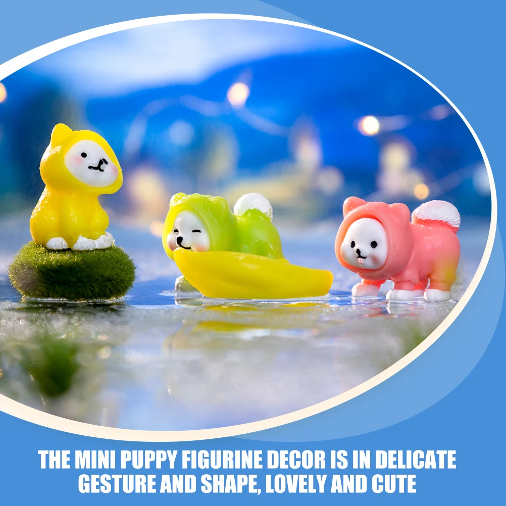 

4Pcs Adorable Raincoat Puppy Miniatures Resin Dog Figurines Fine Craftsmanship Tiny Animals Figures Home Decor Handicrafts