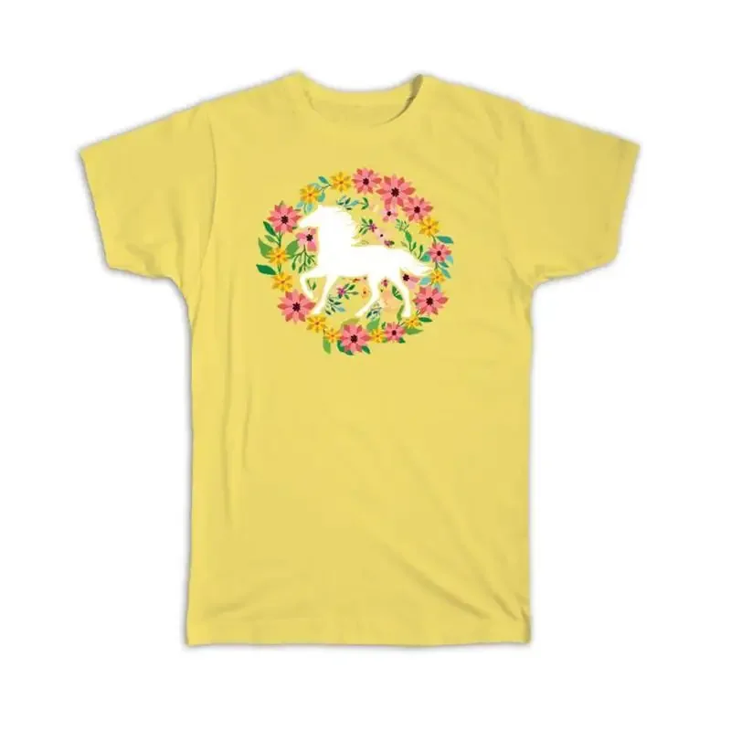 Horse Silhouette Flower Wreath For Girl Friend Feminine Birthday T shirt