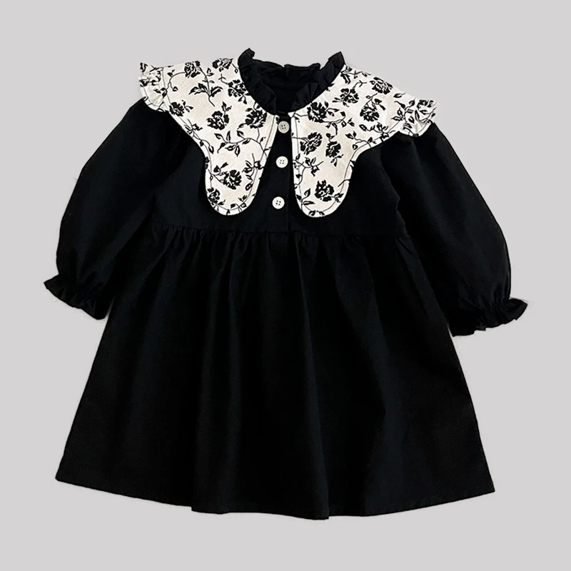 فستان الأميرات للحفلات للفتيات لربيع 2026 من 2 إلى 6 سنوات فستان جديد بأكمام طويلة للأطفال فستان قطني عتيق ملابس على الطراز الأوروبي الأمريكي #4