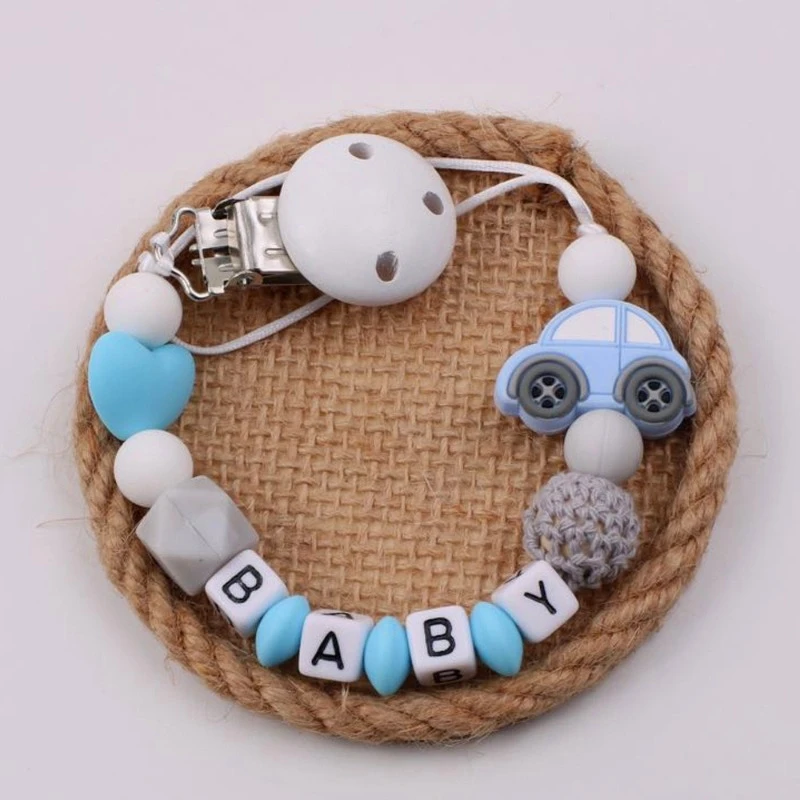 

Custom Baby Personalized Name Pacifier Clips Silicone Car Soother Pacifiers Chains Nipple Dummy Holder Teething Toys Chew Gifts