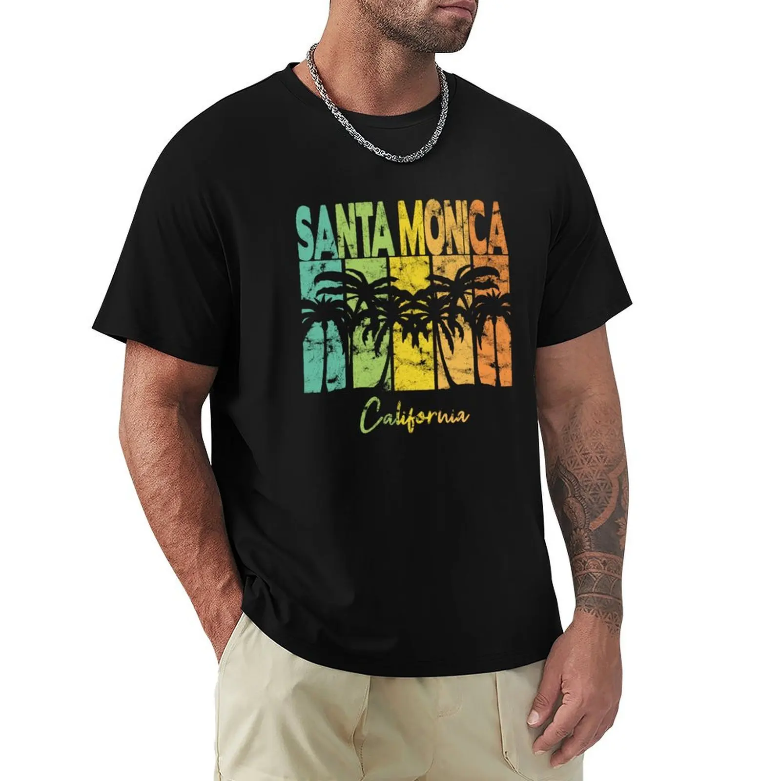 Vintage Santa Monica California T-Shirt t shirts for man slim fit T-Shirt