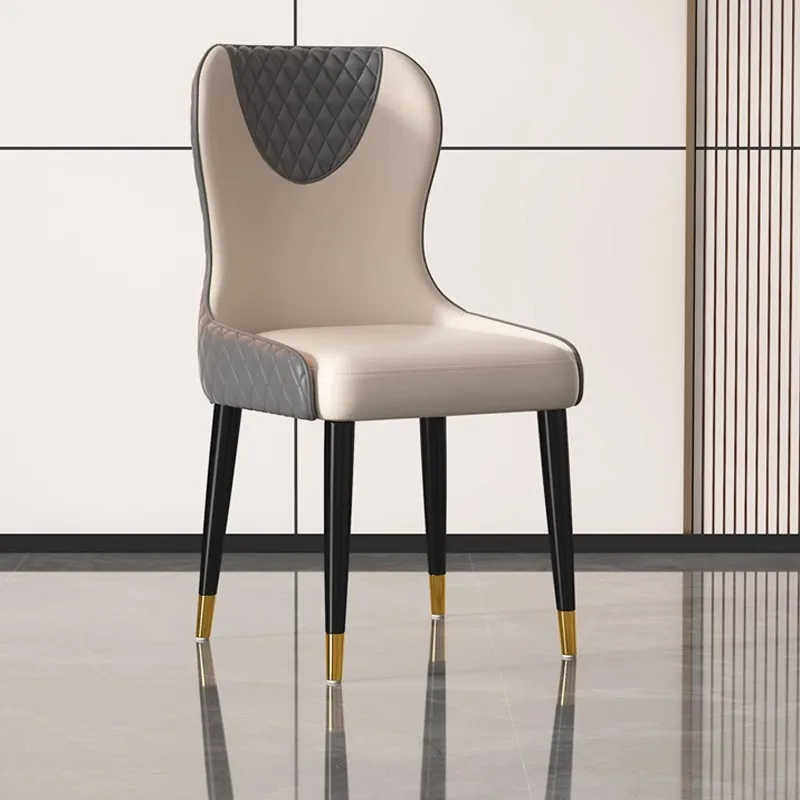 Light Luxury Solid Wood Dining Chair Backrest Soft Bag Chair Home Restaurant Hotel Cafe Smiley Leather Chair