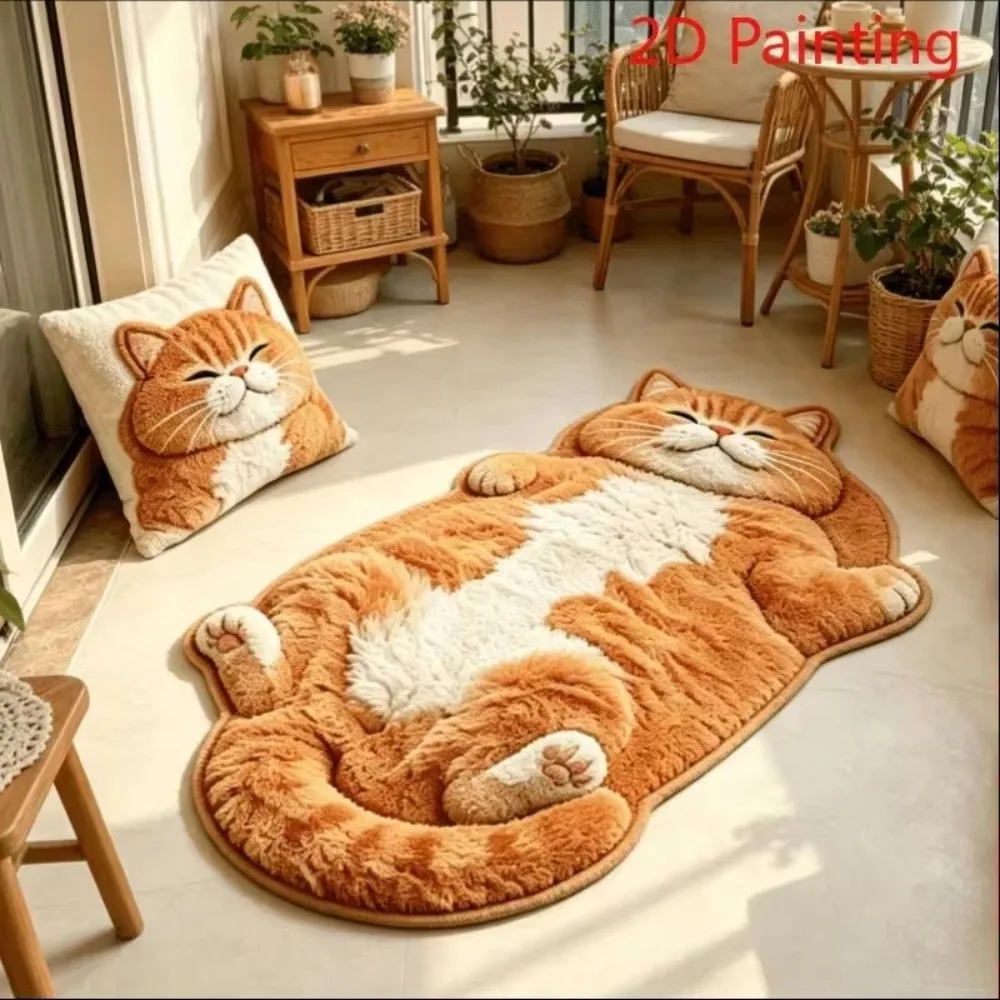 High Quality Non-Slip Cat-Shaped Area Rug Anti-fouling Easy to Clean Home Decor Carpet Cartoon Carpet Living Rooms