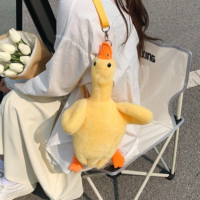 Girl Cartoon Stuffed Duck Doll Bag Summer Cute Shoulder Bag Plush Cross-body Bag Lady Cute Plush Toys Shoulder Bag Kids Gift