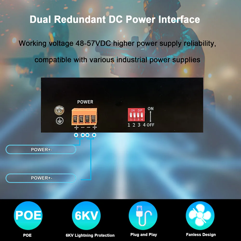 Industrial Ethernet Switch Gigabit POE Industrial Switch Network 6/10 Port 10/100/1000Base-T DIN IP40 Outdoor Network Switch