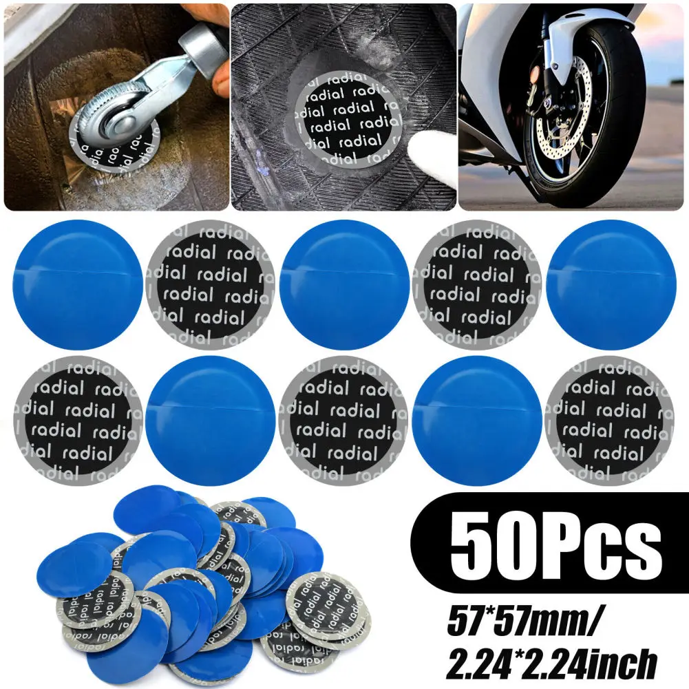 50Pcs 57mm Car Rubber Tyre Patches Round Puncture Repair Patches Kit Accessories For Car Motorcycle Bike