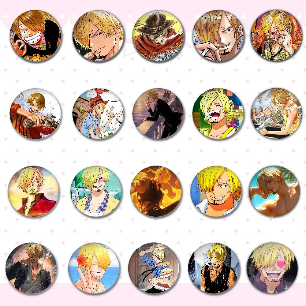One Piece Sanji Badges Round Brooch Cute Cartoon Idol Cosplay Badges DIY Backpack Clothing Jewelry Pins