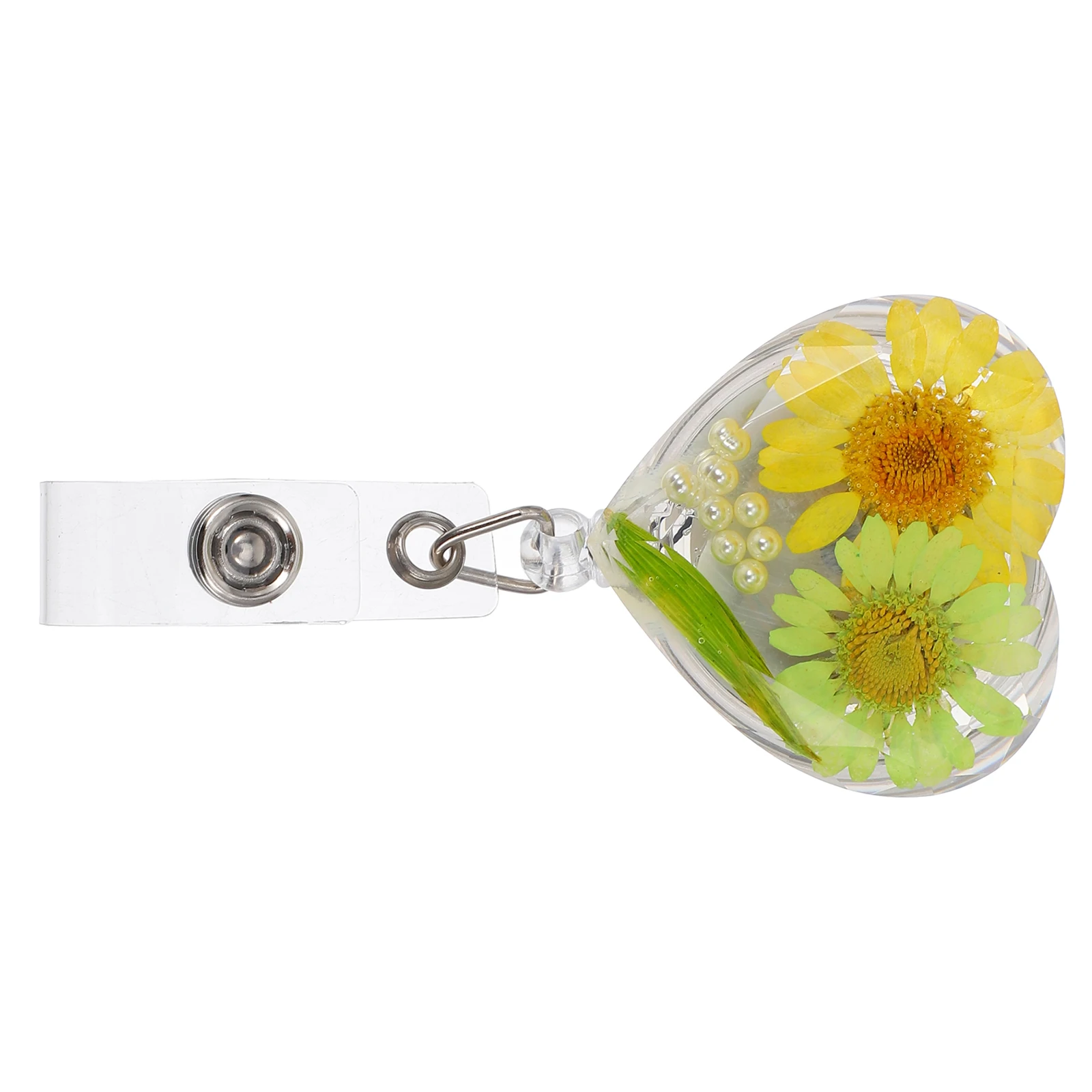 

Flower Badge Holder Retractable Reel Resin Design Nurse Doctor Christmas Office ID Card Clip Heart Shaped Teacher Badge Reel