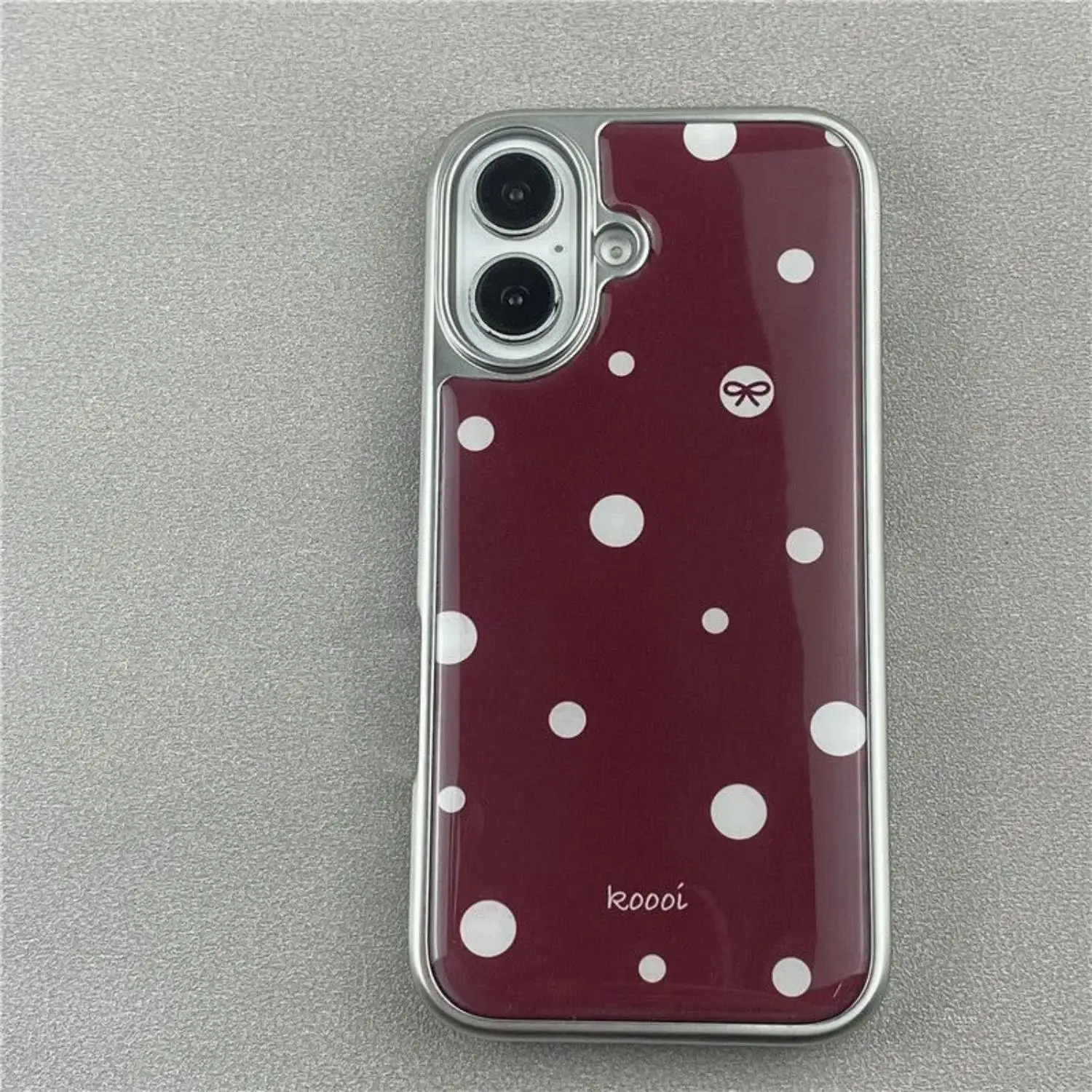 Custodia per telefono con colla a goccia galvanica a pois rosso vino vintage per iPhone 17 Air 16 15 14 13 12 11 Pro Max Plus Y2K Cover Ins