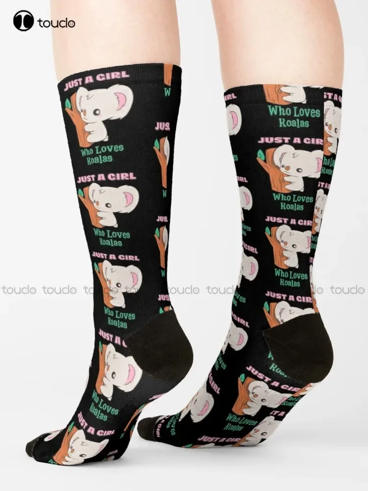 New Just A Girl Who Loves Koalas  Pink Football  Personalized Custom Unisex Adult Socks Teen Socks