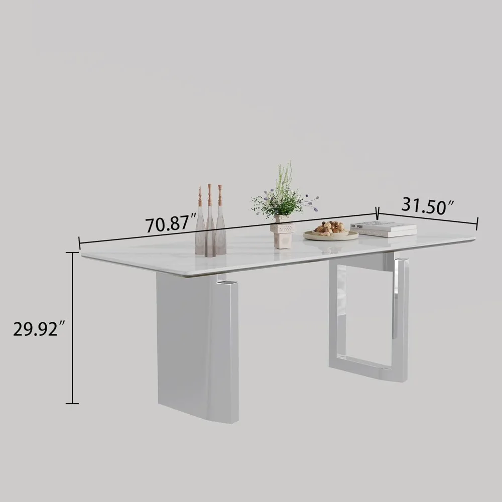 Modern Marble Sintered Stone Dining Table for 6-8 Rectangular Large Kitchen Table for 6 Luxury 71