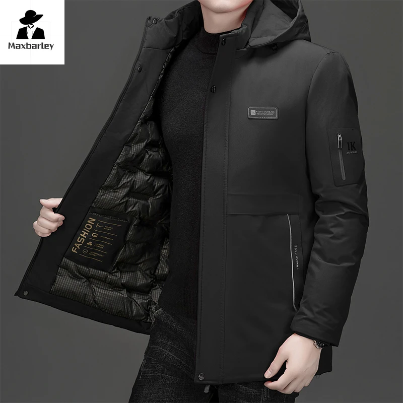 

Winter Lightweight Jacket Men's Brand Business Thick Graphene Warm Hooded Parka Coat Casual Antifreeze Down Cotton Padded Coat