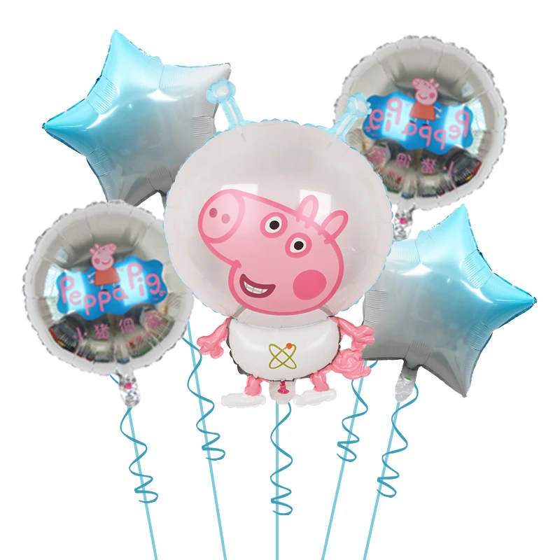 5pcs Peppa Pig Set Series Balloon Set Peppa George Children Birthday Toy Decoration Aluminum Film Balloon Party Decor Supplies