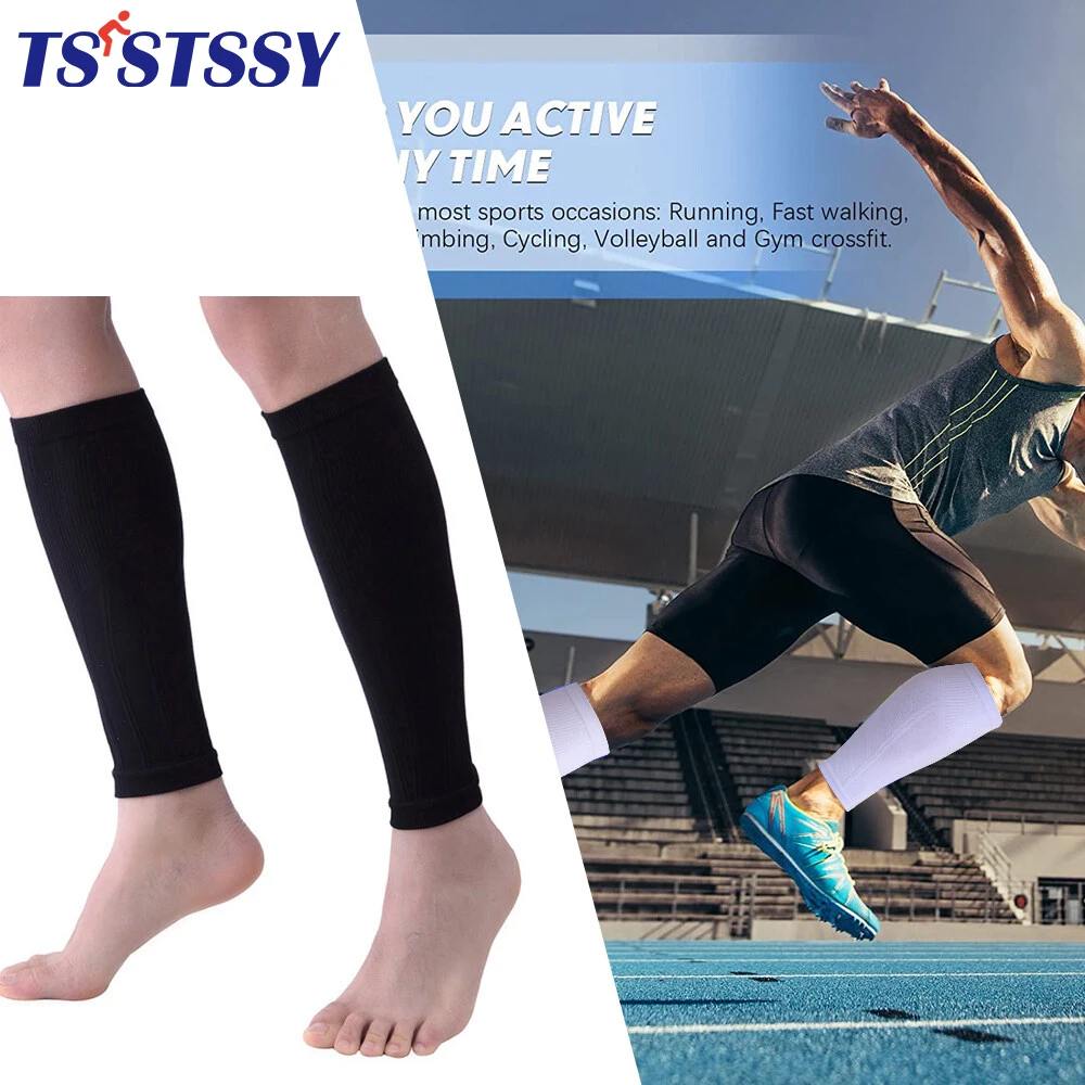 1Pair Calf Compression Leg Sleeve Footless Elastic Calf Support Socks for Athletes Pain Relief Running Cycling Sport Shin Splint