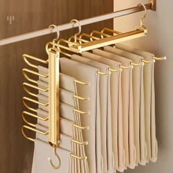 6 in 1 Trouser Hangers Magic Multi Layer Aluminium Alloy Pants Storage Rack 360 Rotatable Foldable Protable Cloth Pants Hangers