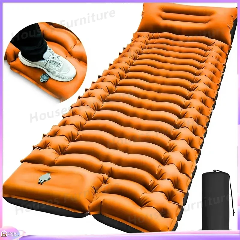 Ultralight Compact Inflatable Sleeping Pad Waterproof Moisture Proof Camping Mattress with Built in Foot Pump Hiking Air Bed