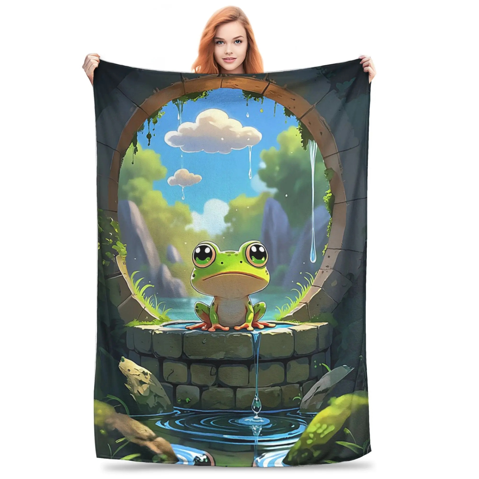 Frog in a well Blankets Breathable Flannel Sofa Throw Blanket for Home Bedroom Outdoor Throws Bedspread Quilt