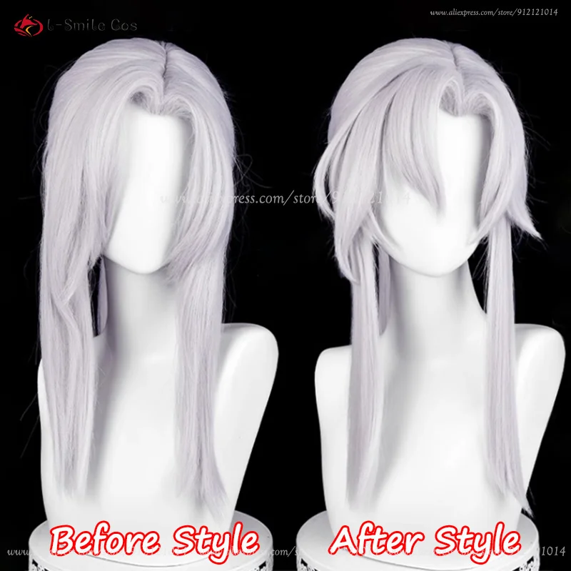 Anime Ferid Bathory Cosplay Wig 75cm Long Silver White Wigs Heat Resistant Hair Halloween Party Wig + Wig Cap