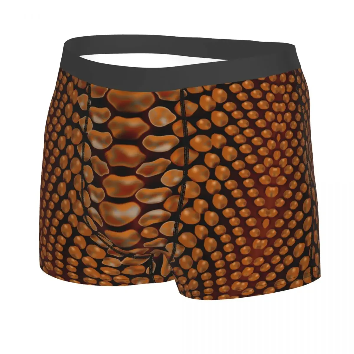 Brown Snake Skin Print Underwear Men Stretch Animal Texture Snakeskin Boxer Briefs Shorts Panties Soft Underpants For Male