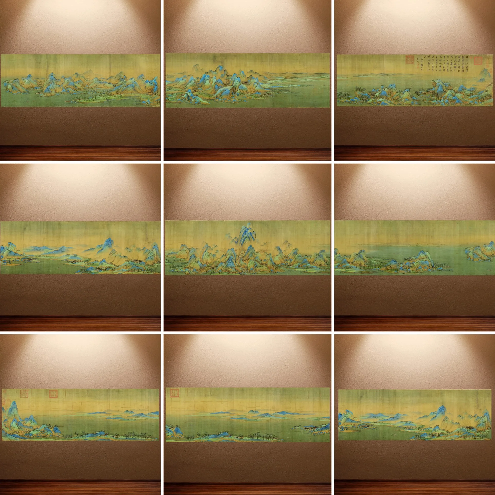 Chinese Traditional Landscape Painting A Thousand Li of Rivers and Mountains Canvas Painting Home Decor Wall Art for Living Room