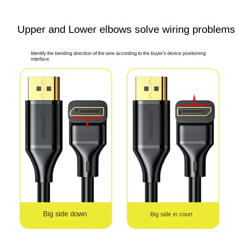 Kabel DisplayPort DP 1.4 1.5M 3M 90 stopni pod kątem 8K @ 60Hz 4K @ 144Hz HDR High Speed 32.4gbps Port wyświetlacza męski do Displayport męski