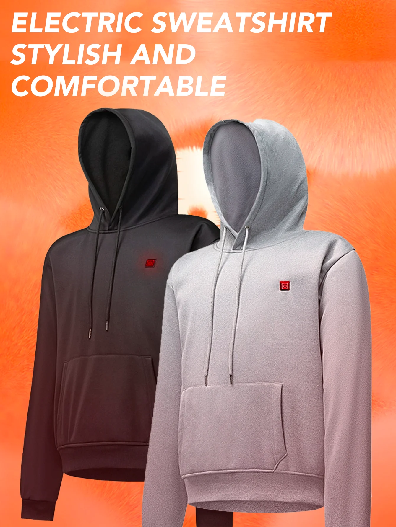 هوديي ساخن، سترة كهربائية، هوديي بقلنسوة، تنظيم درجة الحرارة 3 مستويات، موضة الشتاء، الدفء، المشي لمسافات طويلة في الهواء الطلق، الصيد،