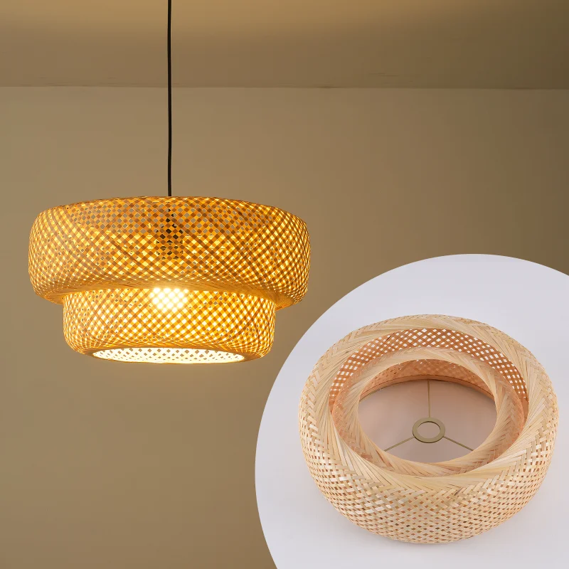 New Chinese-style Bamboo Woven Pendant Light For Dining Room Chandelier, Café, Living Room, Bedroom Ceiling