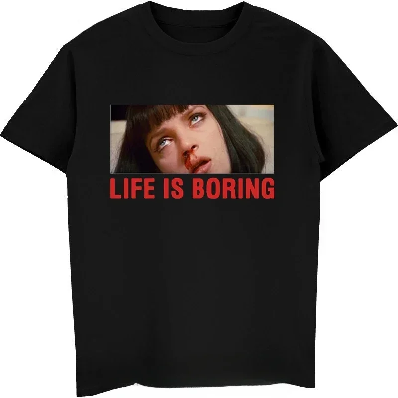 Virgin Mary Mixed Pulp Fiction Mia Wallace T Shirt Men Summer Tshirts Funny Camisetas Novelty Tops Tees Harajuku Male T-shirt