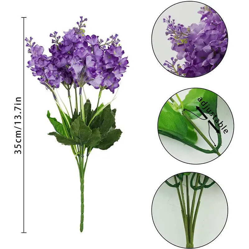 5 Heads Artificial Lavender Flowers boda Wedding Hyacinth Bouquet Home Interior Deror Garden Outdoor Decorations