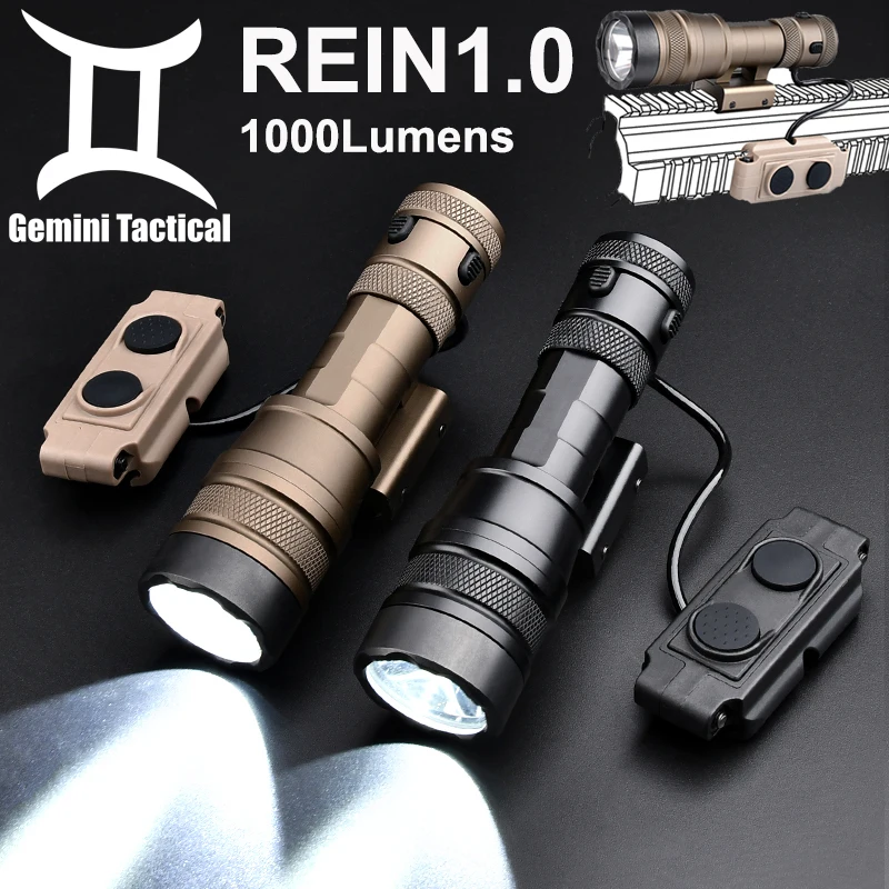 Wadsn Metal REIN1.0 Flashlight Set 1000Lumnes High Power Hunting Scout SpotLight With Dual Function Pressure Switch IR Lamp