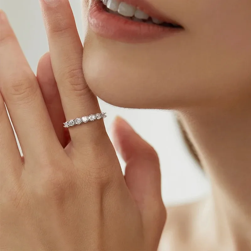 Gra echte Moissan ite Ring Sterling Silber Diamant Ewigkeit Band Verlobung Eheringe für Frauen Luxus Qualität Schmuck – Detail 15
