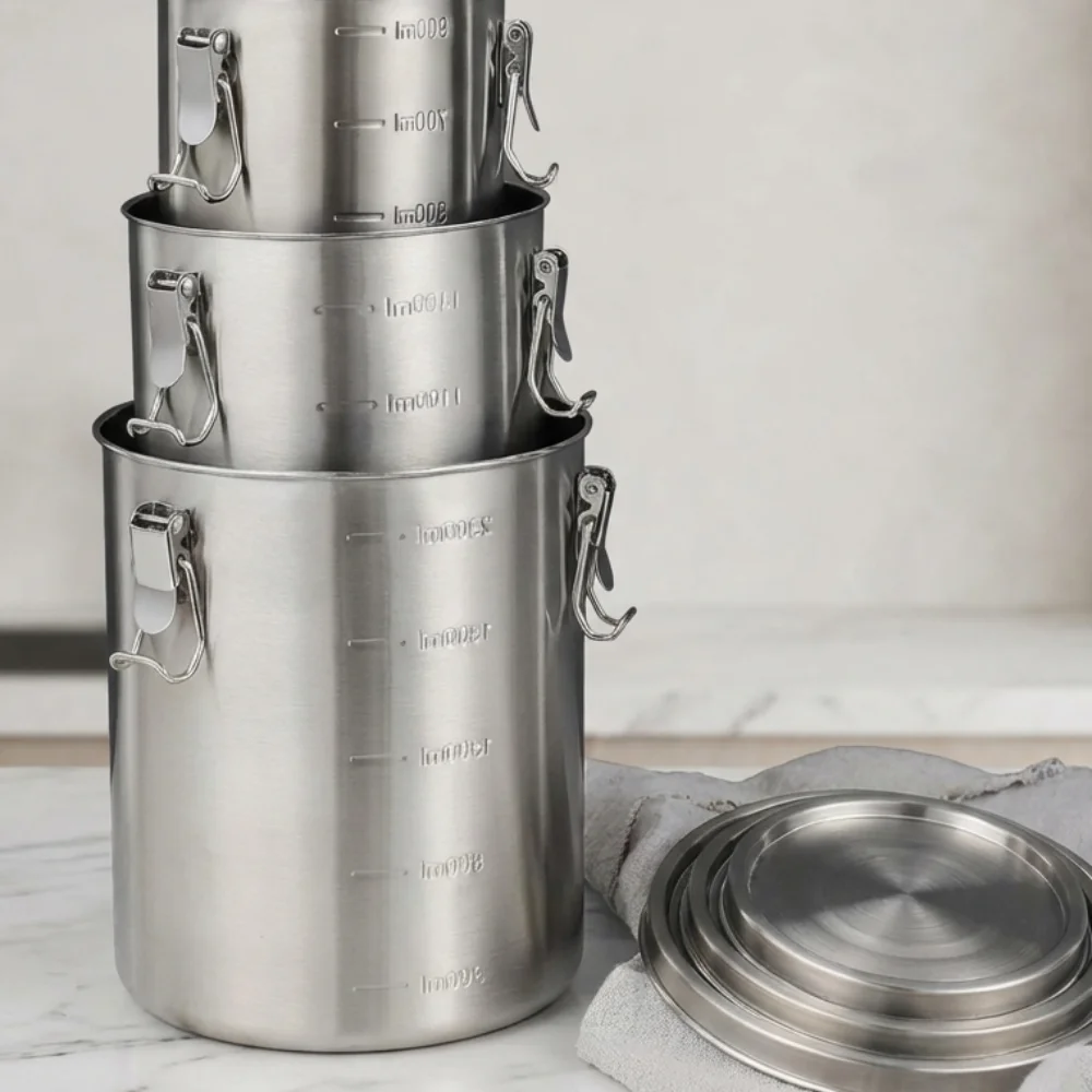 520/1000/1600/2500ml Stainless Steel Storage Tank Leak-Proof Grain Storage Box With Scale Sealed Food Storage Containers Beans