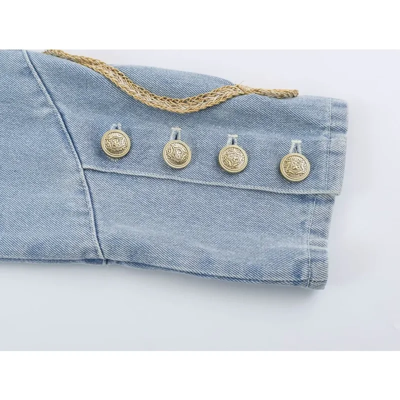 Casual Versatile Jackets Pure Color Best-selling Coats Autumn's New Women's Wear: Street Fashion Button-decorated Denim Jackets